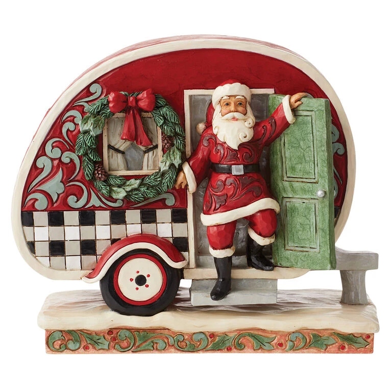 Enesco Jim Shore Highland Glen Santa's Camper Figurine, 6.5"