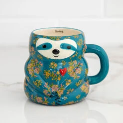 Natural Life Sylvia Sloth Sculpted Folk Mug, 16 Oz.